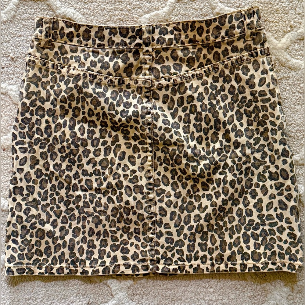 Mustard Seed Mini Skirt Women’s M Leopard Print Zip Front Anthropologie 6 8 10 - Picture 4 of 7